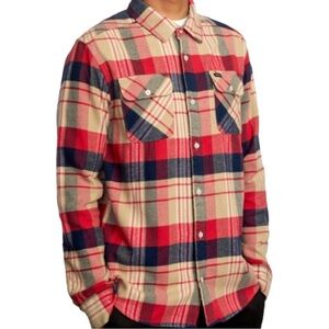 RVCA That’ll Work Flannel Mens Shirt 100% Cotton Plaid Shacket Button Down Warm